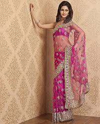 Pink Net Sarees