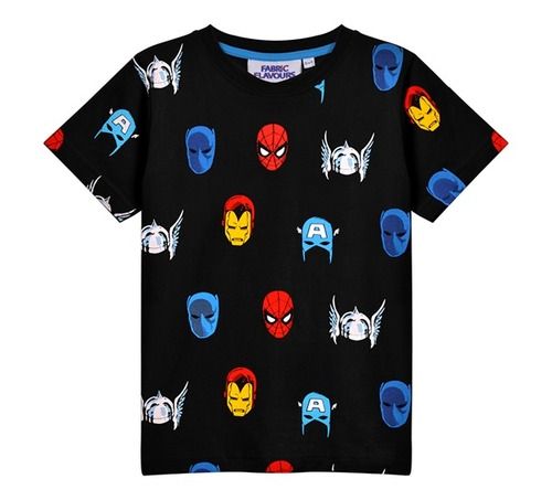 Ffma34 Marvel Heroes Repeat Print Badge T-Shirt