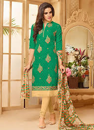 Green Unstitched Cotton Chudidar