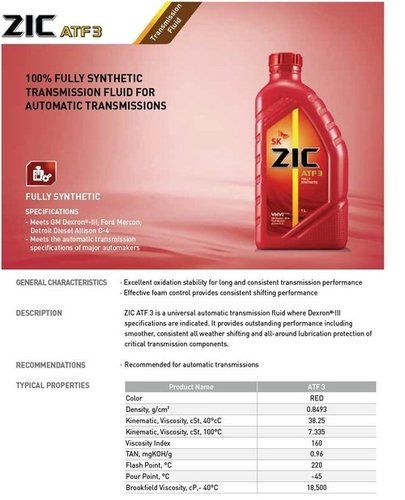 ZIC ATF 3 Automatic Transmission Fluid