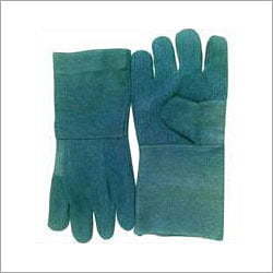 Cotton Green Color Jeans Hand Gloves