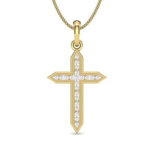 Natural Diamond Cross Unique Designer Pendant In Yellow Gold Diamond Carat Weight: 0.23 Carat Approx Carat