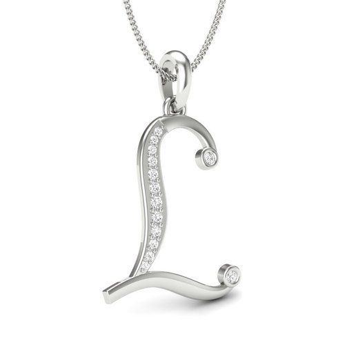 Real Natural Diamonds Studded Alphabet "L" Pendant Diamond Carat Weight: 0.13 Carat Approx Carat