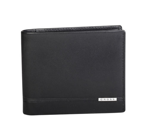 Black/Oak Brown Black Bifold Leather Wallet