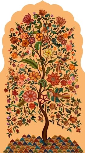 Rajasthani Artwork Wall Mural - Brown