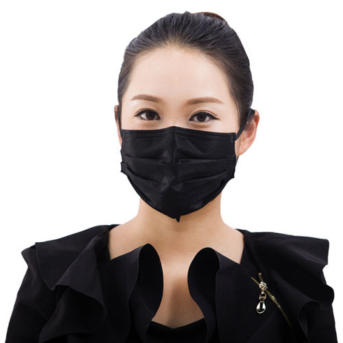 Disposable Black Non Woven Face Mask Anti Air Pollution