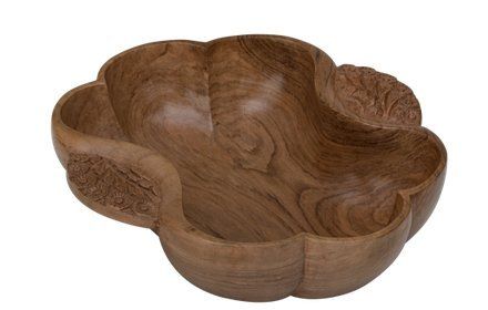 Whirl Fruit Basket Walnut Wood Carving