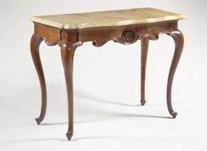 Durable Teak Console Table With Marble Top