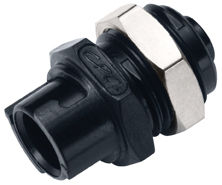 Hose Barb Non-Valved Panel Mount SMC Coupling - SMFPM01BLK