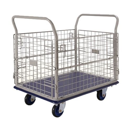 Industrial Trolley - Heavy-Duty Steel Frame, Easy to Assemble , Maneuverable with Hand Rails and Quiet Castors