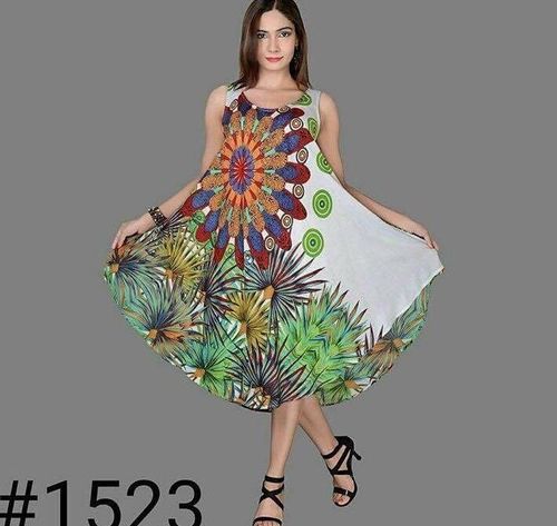 Rayon Printed Umbrella Dress