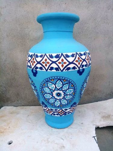 Terracotta Flower Pot - 18x18x24 Inches | Handcrafted Blue Design, Durable Material, Perfect for Indoor and Outdoor Use