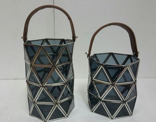 Brass & Glass Lantern Set of 2