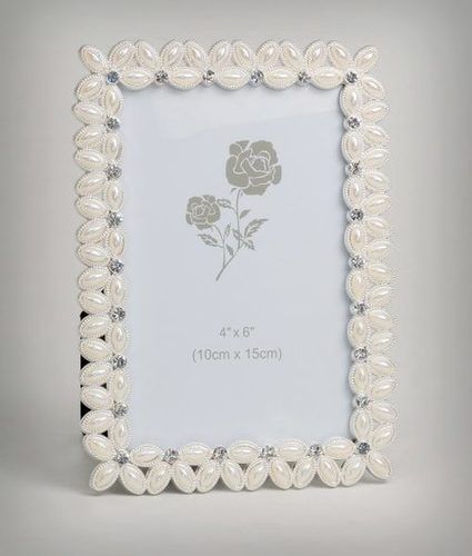 Wedding Accents Square Silver Plated White Pears - Decorative Photo Frame