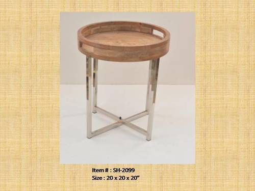 Wooden Stool With Metal  Design: Board