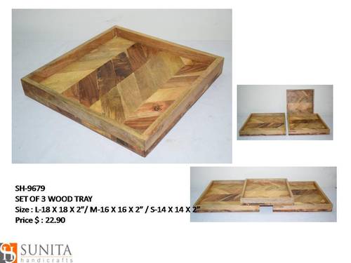 Wooden Tray - Set Of 3 Size: Standard