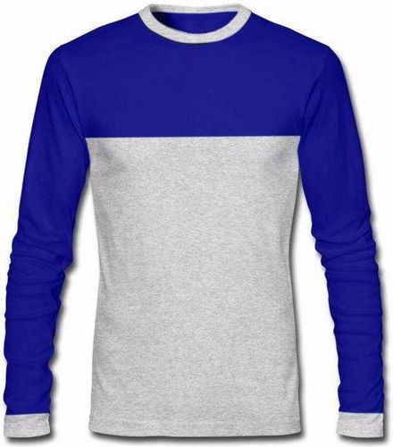 Grey And Blue Color Full Sleeves Mens T-Shirt Chest Size: Customized