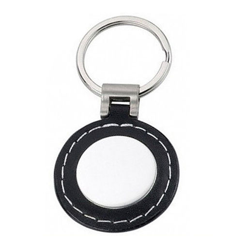 Personalized Round Shaped Fashion Blank Metal Leather Keychain