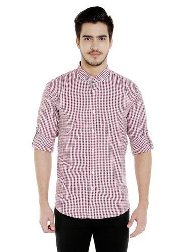 Mens Casual Checks Shirt Red