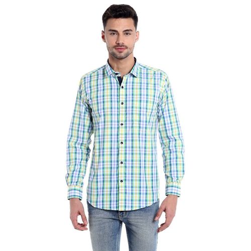 Mens Casual Shirt Cotton Blend Yellow Checks Chest Size: 38 at Best ...
