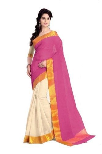 Half And Half Mercerized Silk Cotton Saree