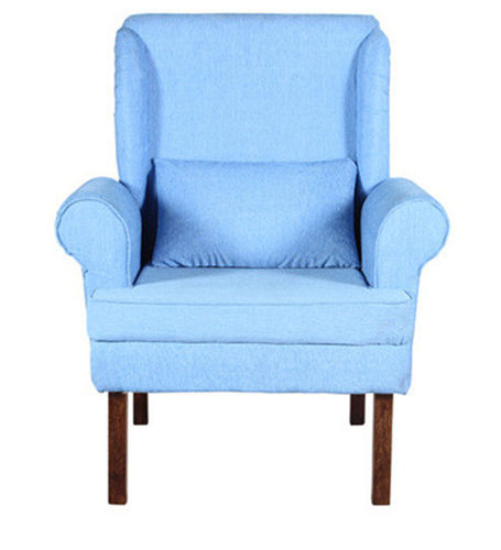 Cerulean Colour Handcrafted Single Seater Sofa