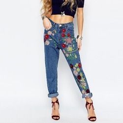 Floral Embroidered Jeans