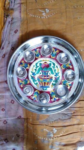 Aluminium Meenakari Pooja Thali