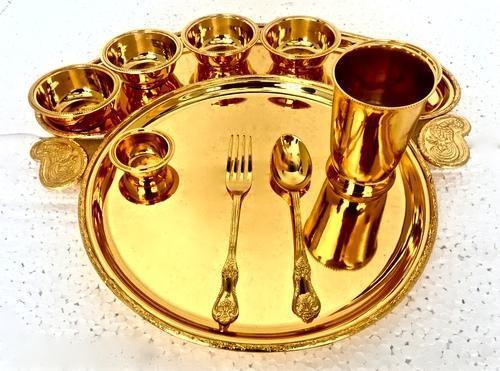 Indian Craftio Luxury Brass Dinner Plate Set