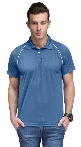 Blue With White Piping Polo T-shirt