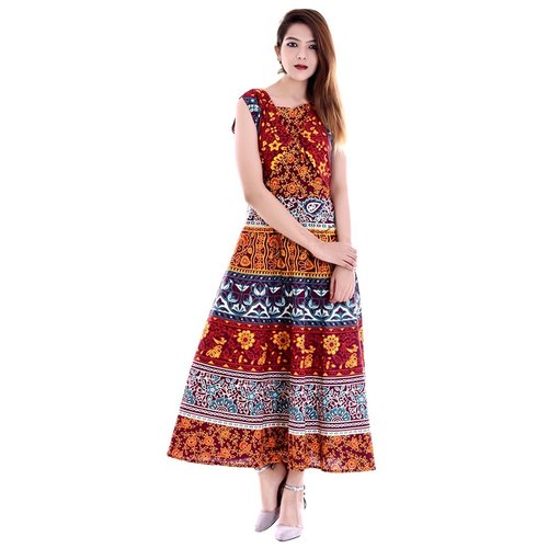 Adorable Women Fit And Flare One piece Frock Multicolor Dress