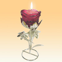 Crystal Rose With Rose Candle