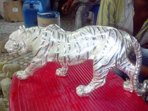 Silver Plated Tiger Statue