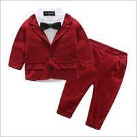 Classy Shirt With Red Blazer Bow And Pant Set Size: Medium