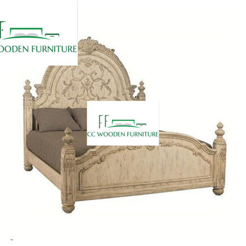 French Pastoral Retro Solid Wood Full Bed Frame