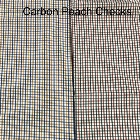 Carbon Peach Check Fabric