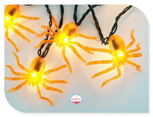 Orange Plastic Halloween Spider LED String Light