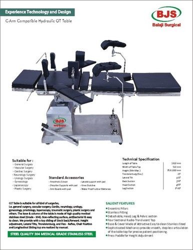 C Arm Compatible Hydraulic Surgery OT Table