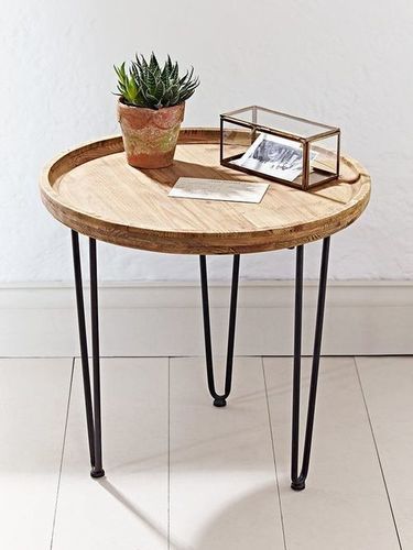 Wooden Table With Iron Stand