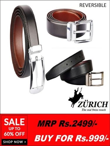 Branded Real Swiss Touch Genuine Leather Reversible Belt