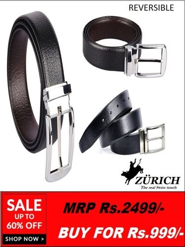 Branded Real Swiss Touch Genuine Reversible Leather Belt