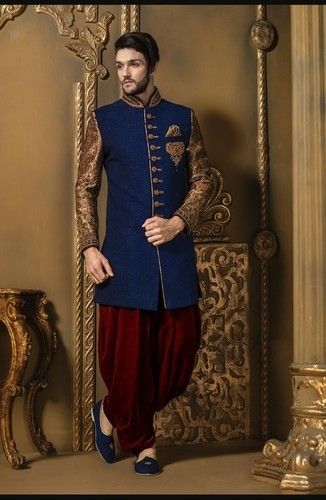 Indo Western Royal Mens Sherwani (Blue Color)