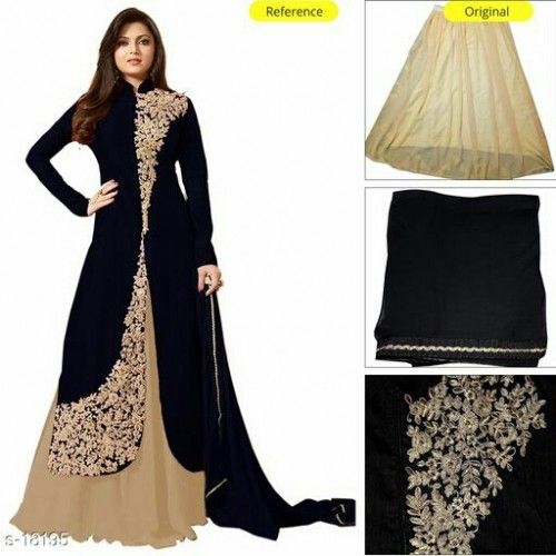 Black Artistic Banglori Silk Anarkali