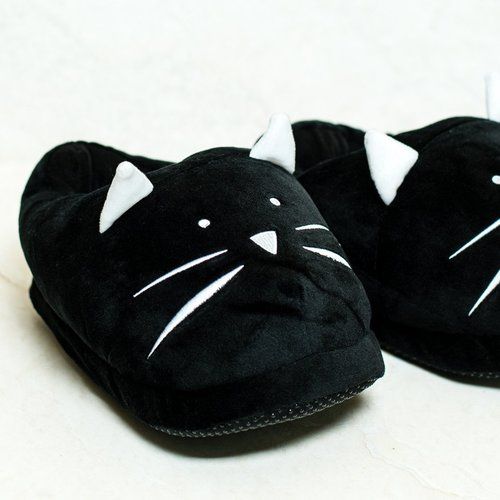 Kitty Black Slippers
