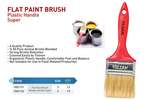 Bristle Flat Paint Brush Plastic Handle Super