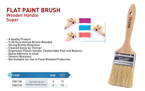 Bristle Flat Paint Brush Wooden Handle Super