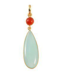 Aqua Chalcedony Silver Gold Plated Pendant