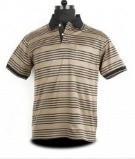 Beige Striped Fit Polo T-shirt