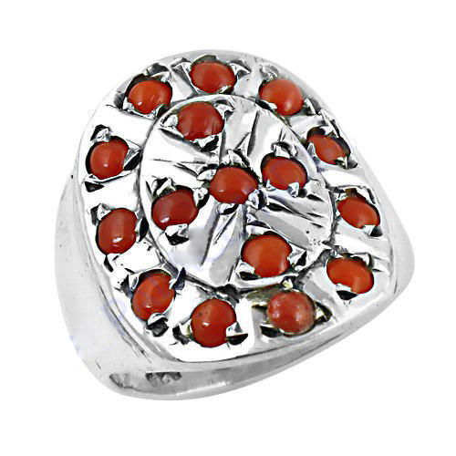 Ingenious Coral Gemstone Silver Ring