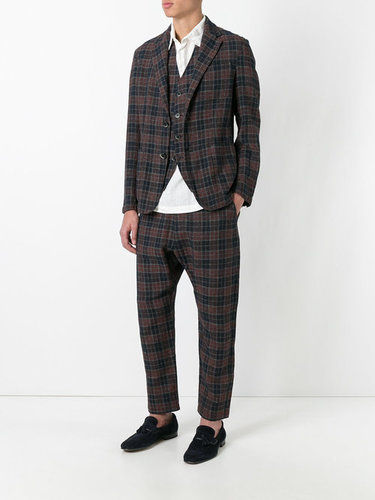 Checked Trousers Khaki Men Clothing